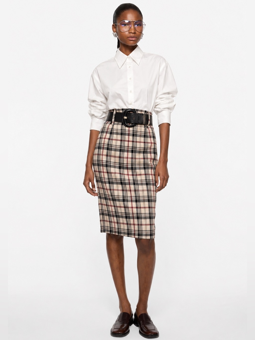 Vintage 90s Wool Blend Plaid Pencil Skirt
High Waist Academia Y2K